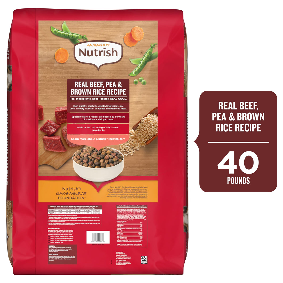Dry Dog Food, Beef, Pea & Brown Rice, 40 lb. Bag F7190