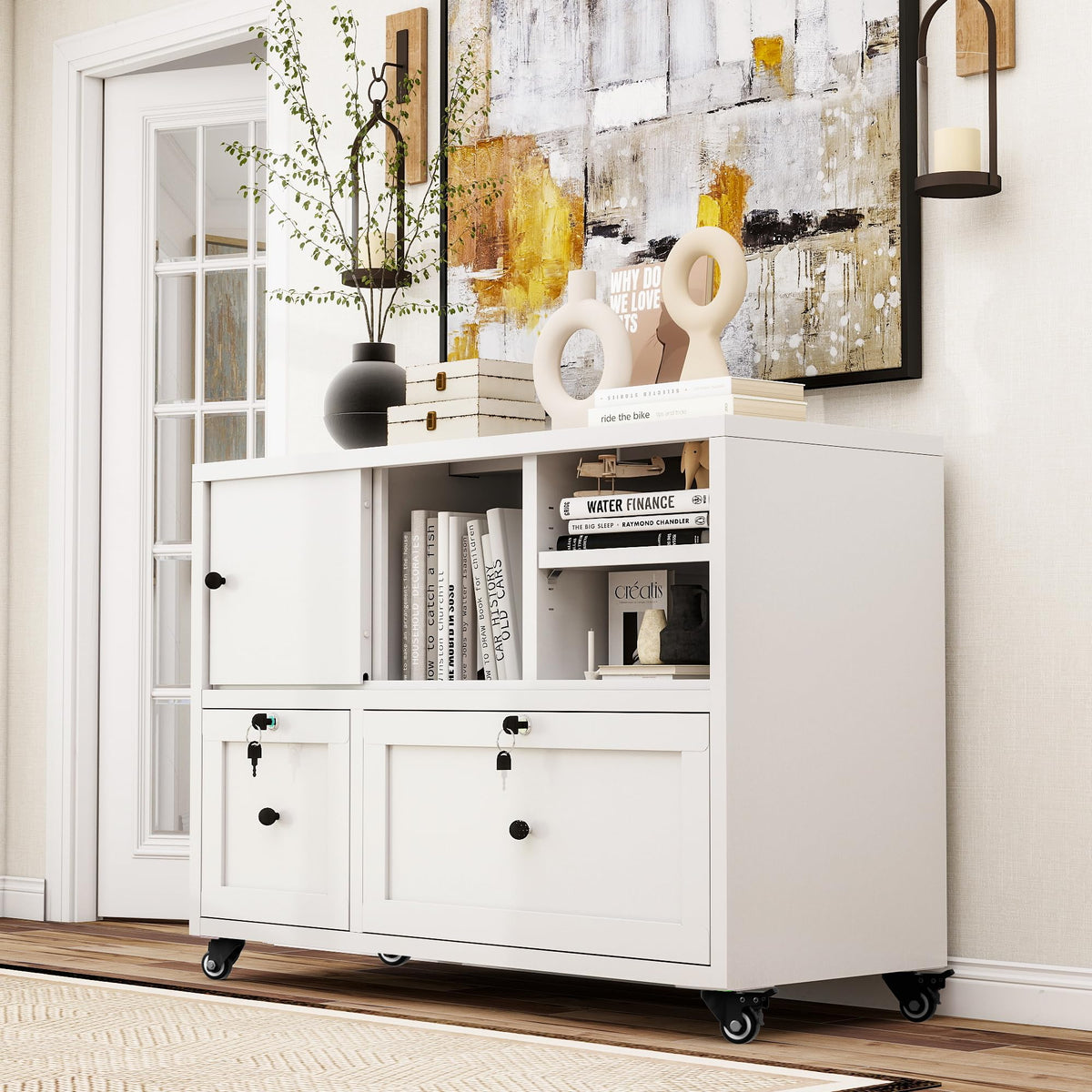2 Drawer Mobile File Cabinet with Lock L25740