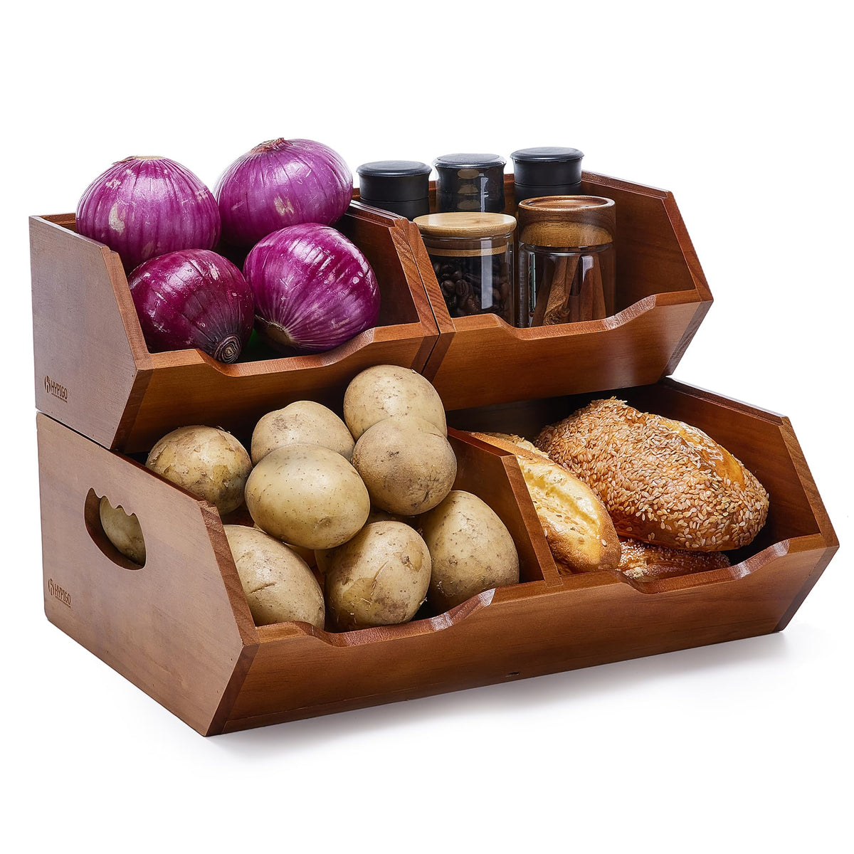 Wood 2-tier Stackable Pantry Organizer X112