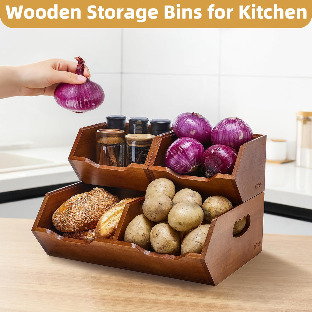 Wood 2-tier Stackable Pantry Organizer X112