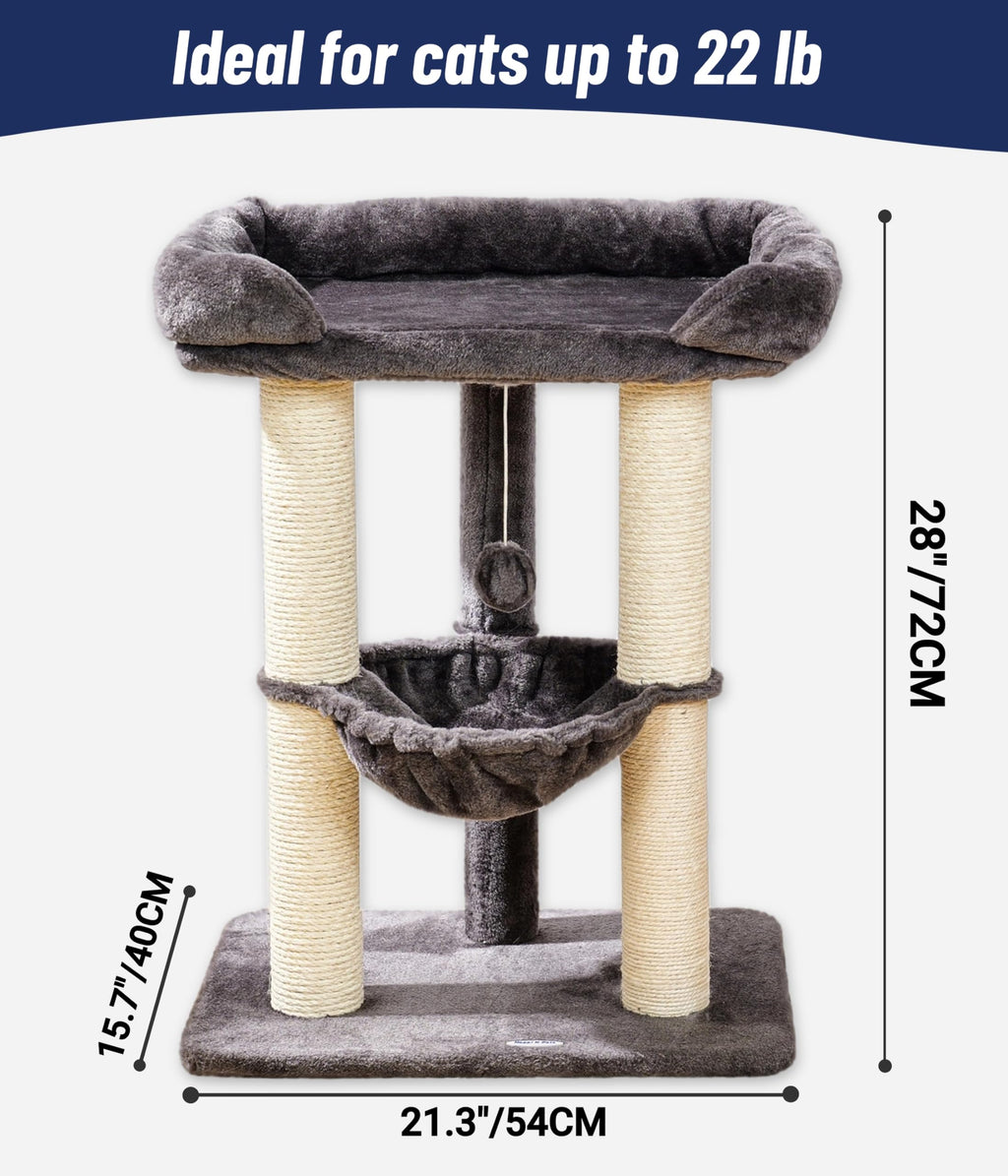28" Cat Tree with Hammock and Removable Cover P828