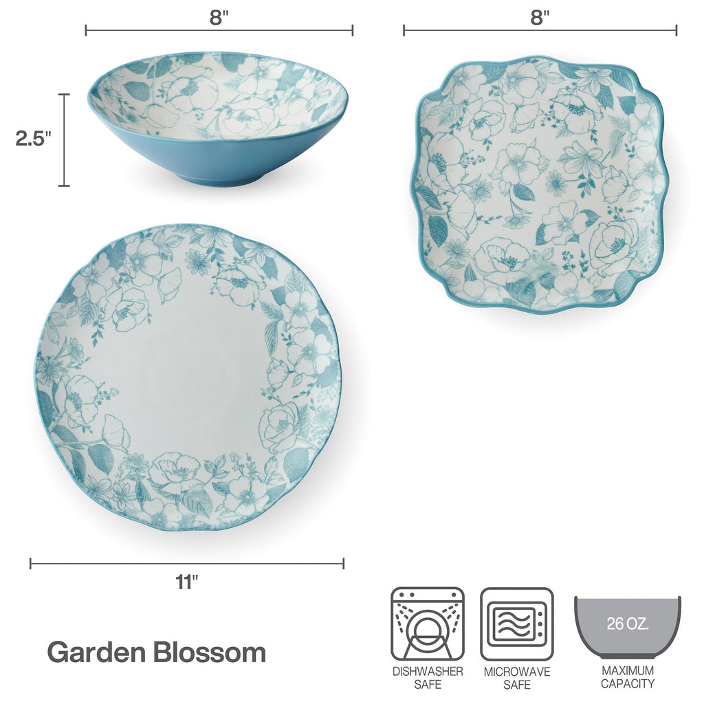 12 Piece Blue Floral Dinnerware Set B2047