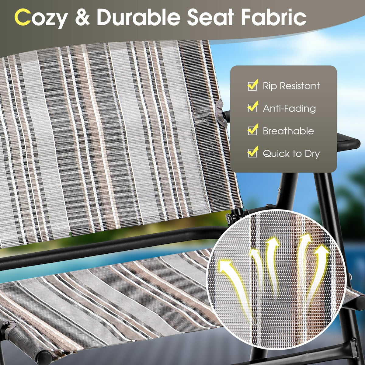 Patio Chairs Set of 2 Folding Armrests Metal Frame L705560