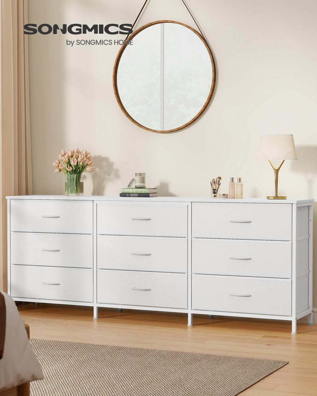 9 Fabric Drawers Dresser TV Stand T61833