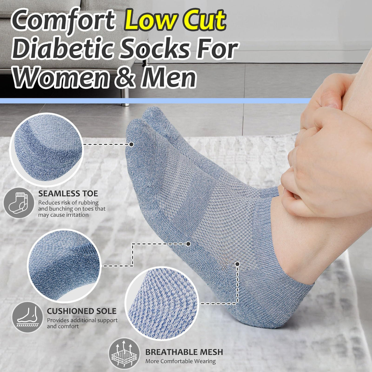 6 Pairs Low Cut Non Binding Bamboo Seamless Socks P57032