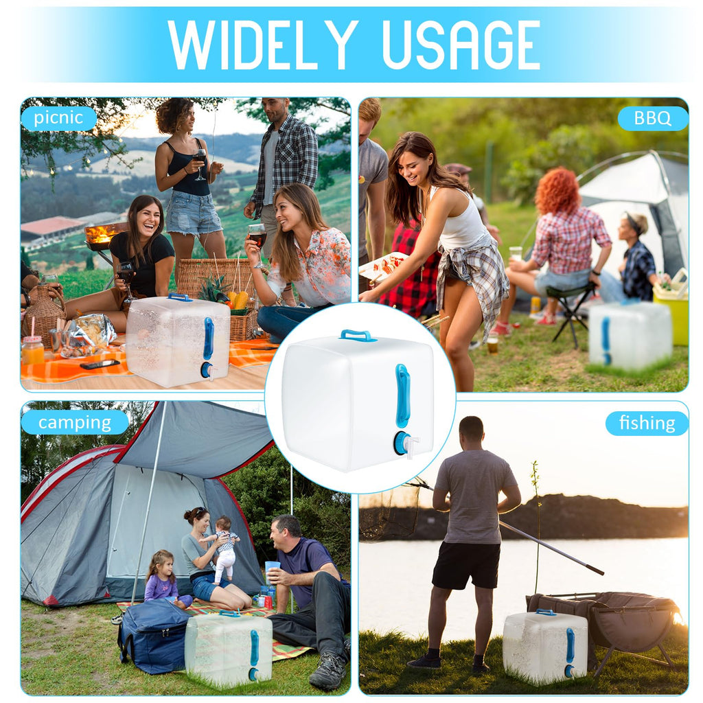 5 Pcs 5.3 Gallon Collapsible Water Container with Spigot E6093