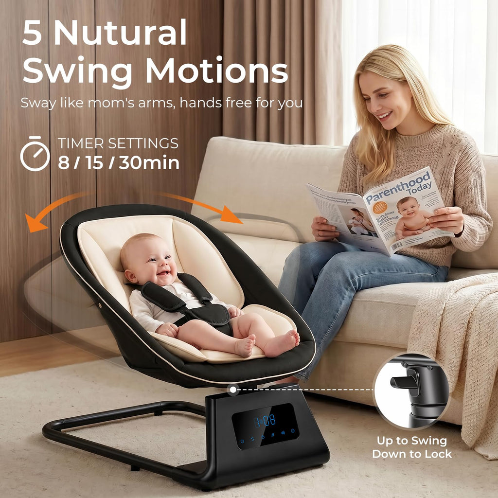 7 in 1 Pack and Play with Bassinet and Changing Station, Portable Electric Baby Swing B6838