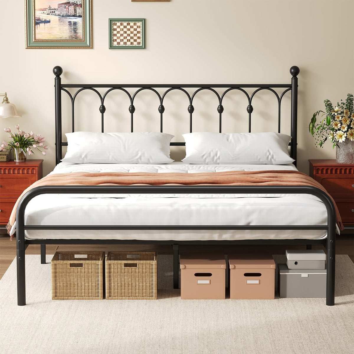 Queen Metal Bed Frame with Headboard S852