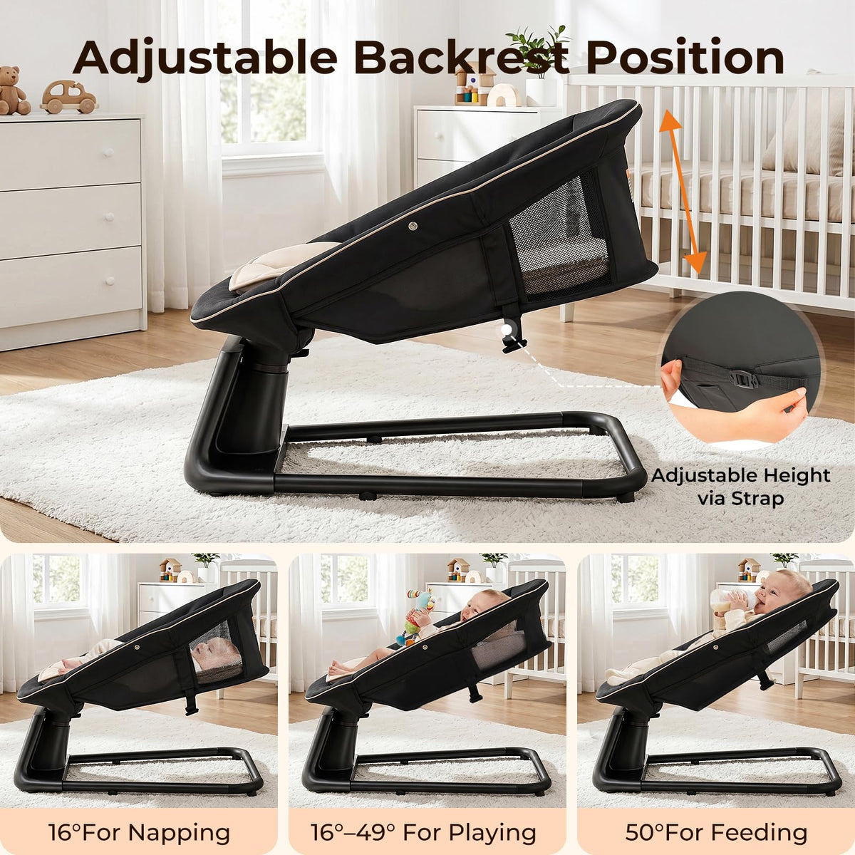 7 in 1 Pack and Play with Bassinet and Changing Station, Portable Electric Baby Swing B6838