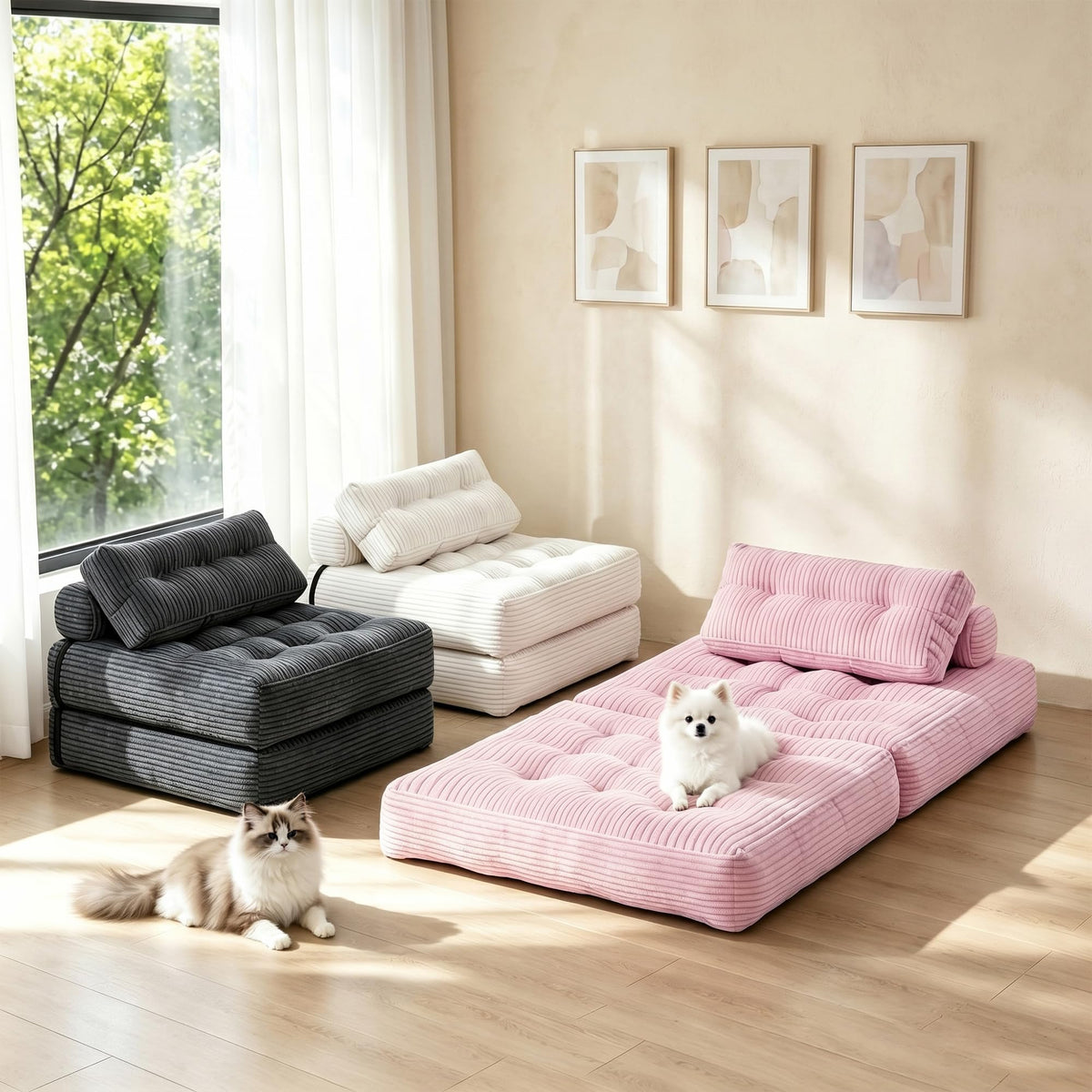 3-in-1 Folding Sofa Bed Convertible Futon Chair M21752