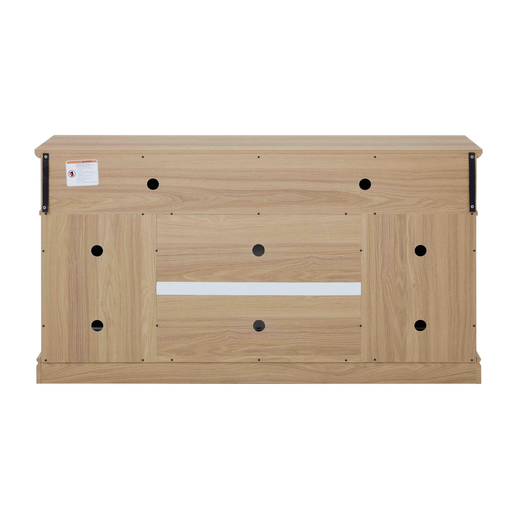 58 Inch Light Oak TV Stand with Sliding Doors P6247
