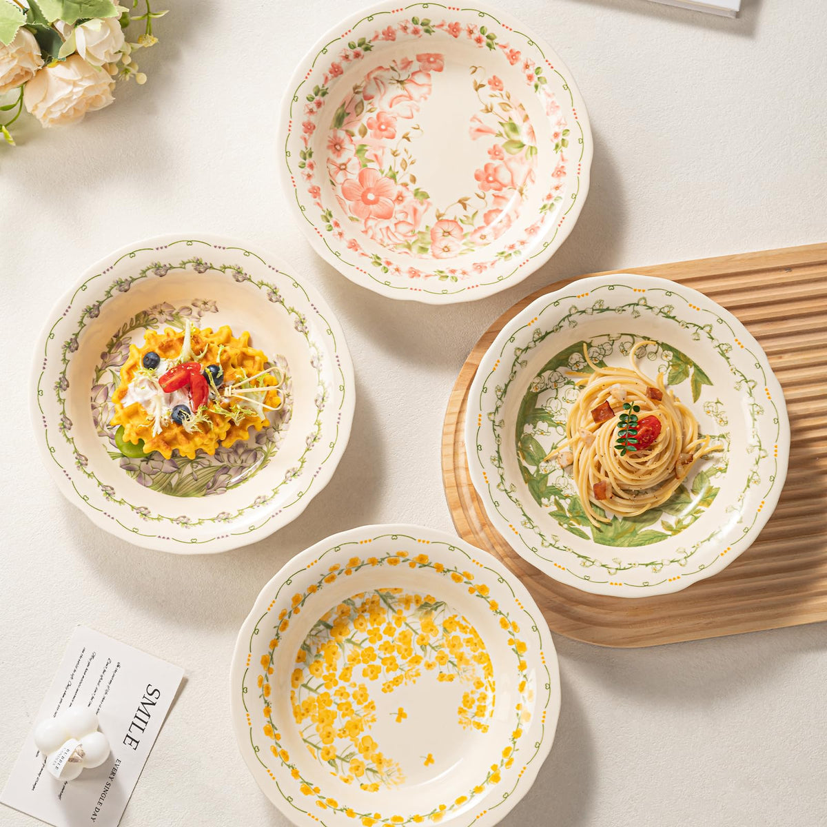 12-Piece Ceramic Dinnerware Set, Service for 4, Cream White Y42974
