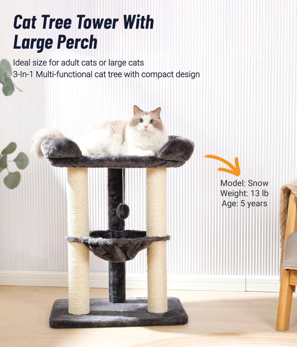 28" Cat Tree with Hammock and Removable Cover P828
