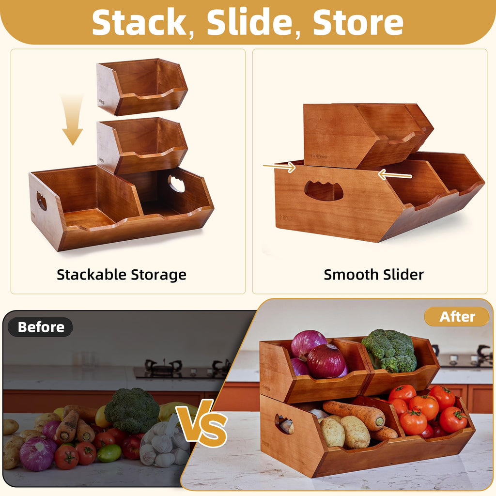 Wood 2-tier Stackable Pantry Organizer X112