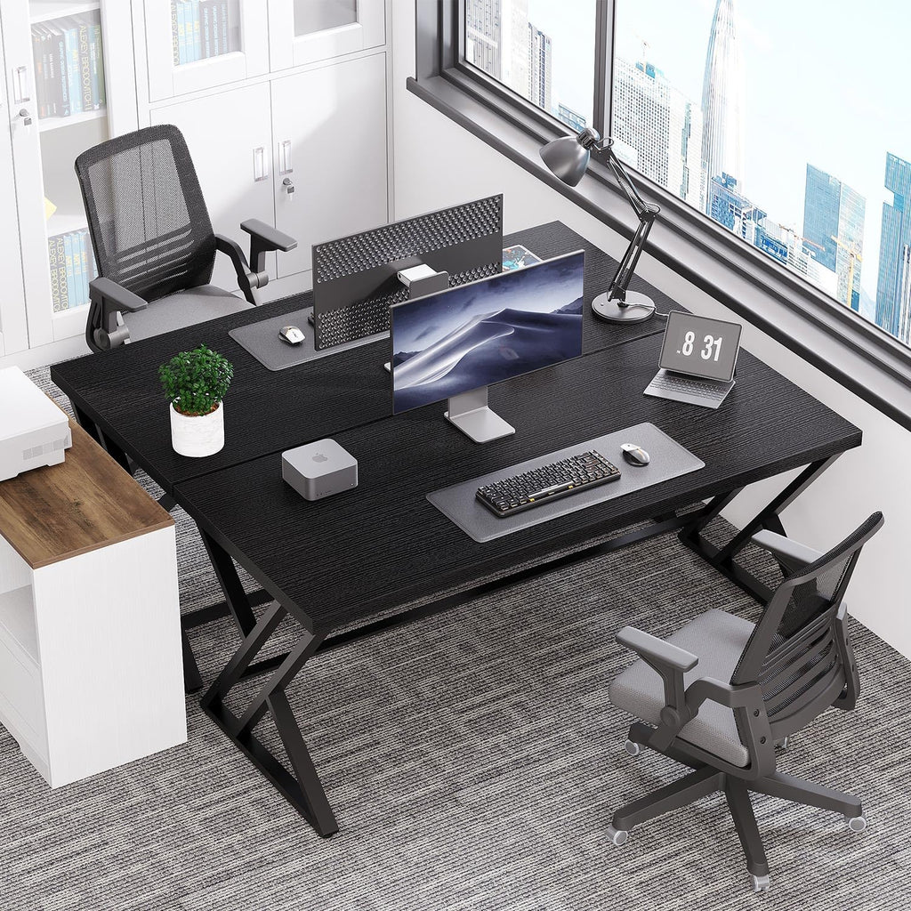 Black 47 Inch Metal and Wood Computer Desk H78100