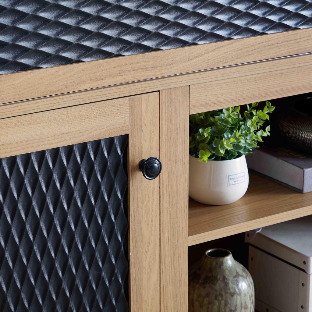 58 Inch Light Oak TV Stand with Sliding Doors P6247