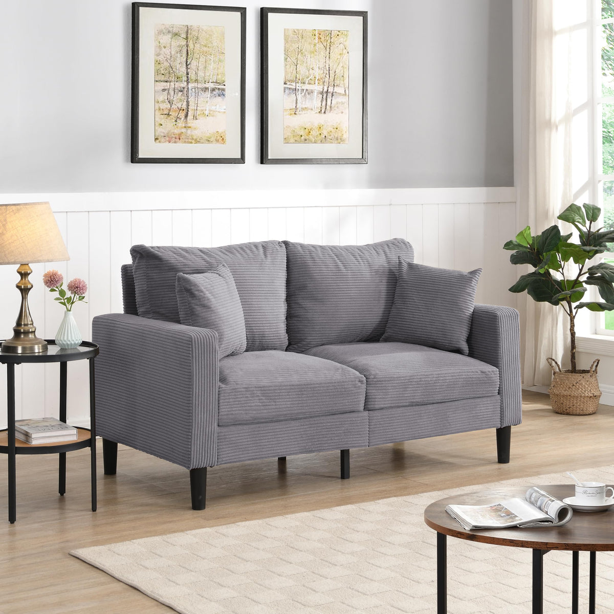 Light Gray Convertible Sleeper Loveseat Sofa N59051