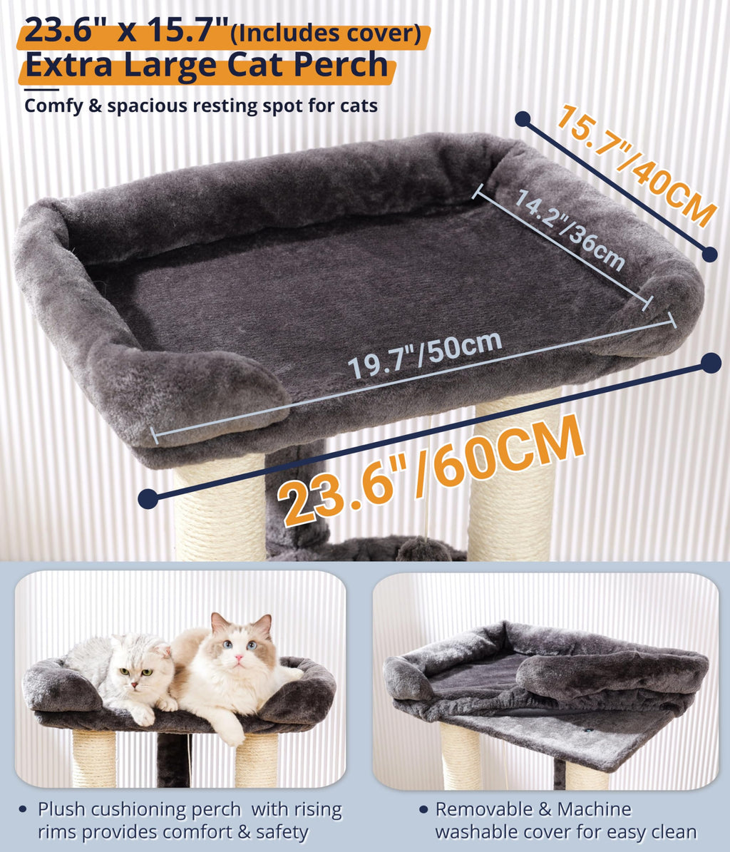 28" Cat Tree with Hammock and Removable Cover P828