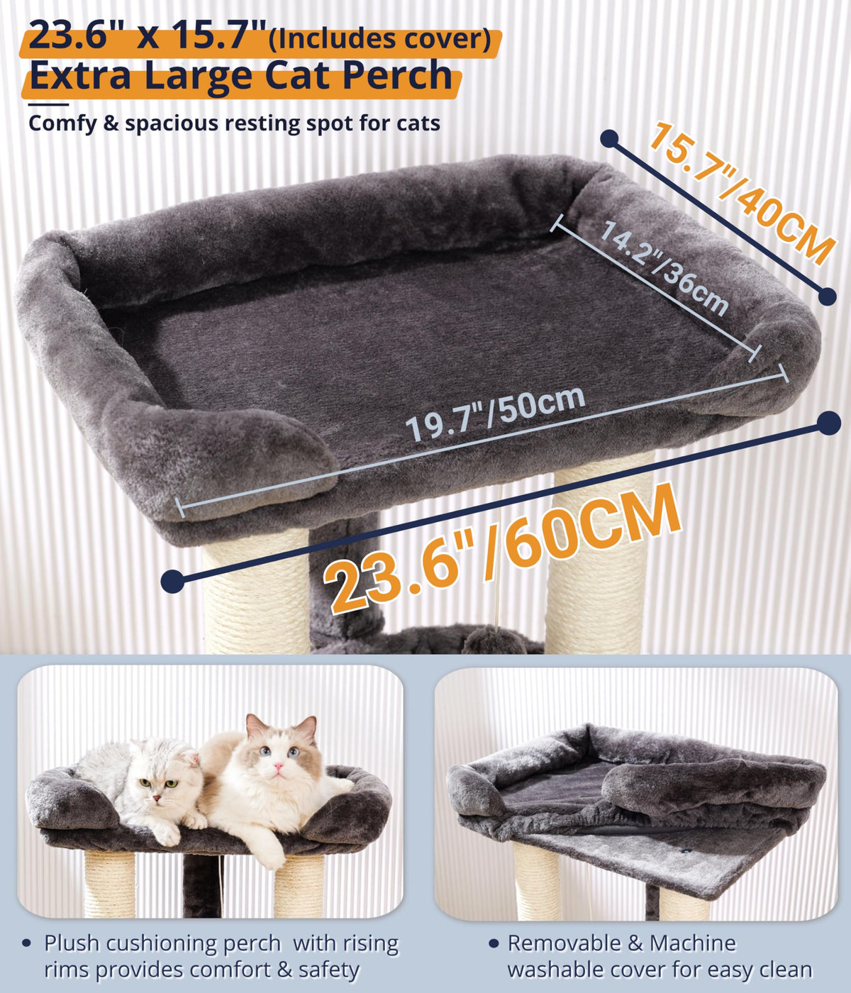 28" Cat Tree with Hammock and Removable Cover P828