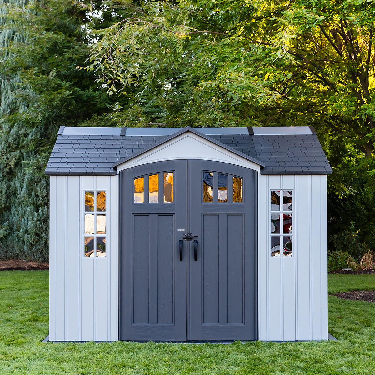 10x8 Ft Gray Resin Outdoor Storage Shed with Double Doors C8727