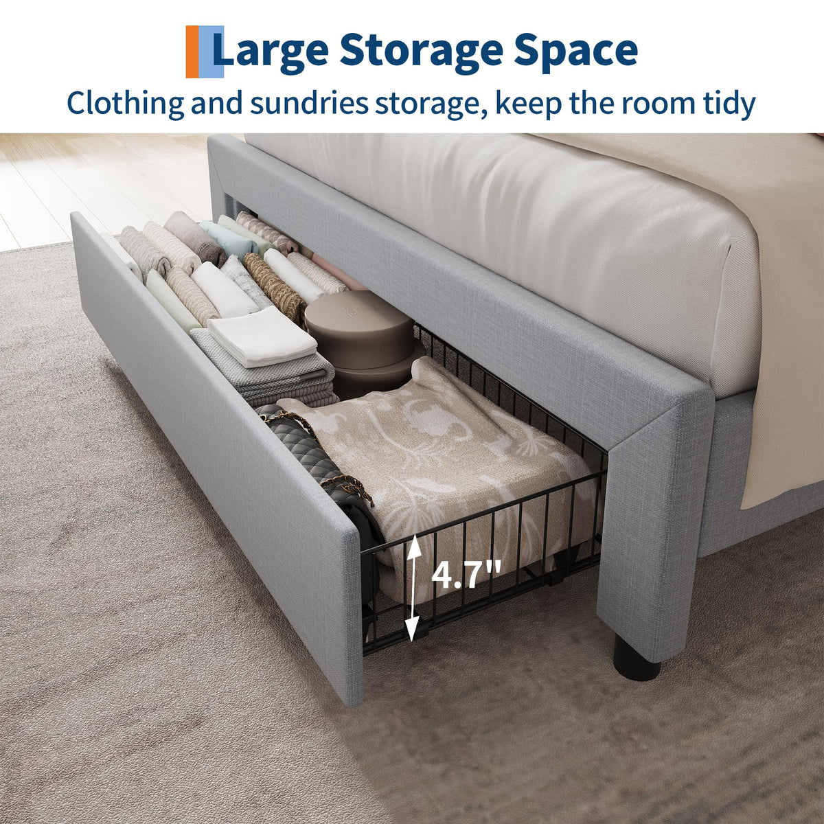 Twin Bed Frame with Storage Headboard and Charging Station P207