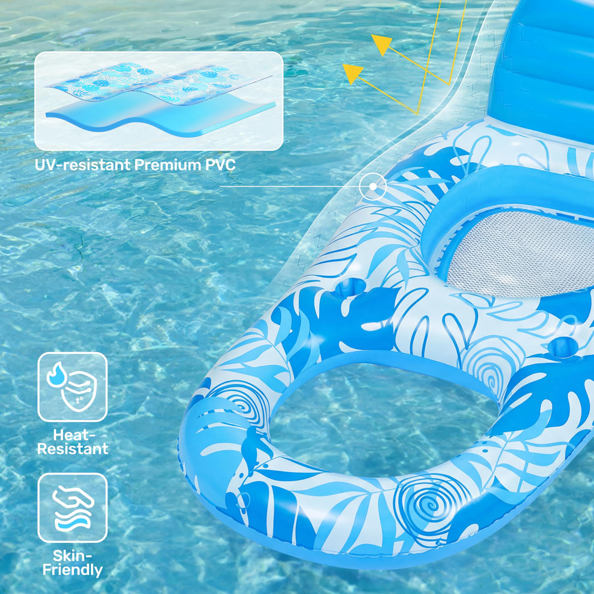 Inflatable Pool Float Lounger with Cup Holders Z794
