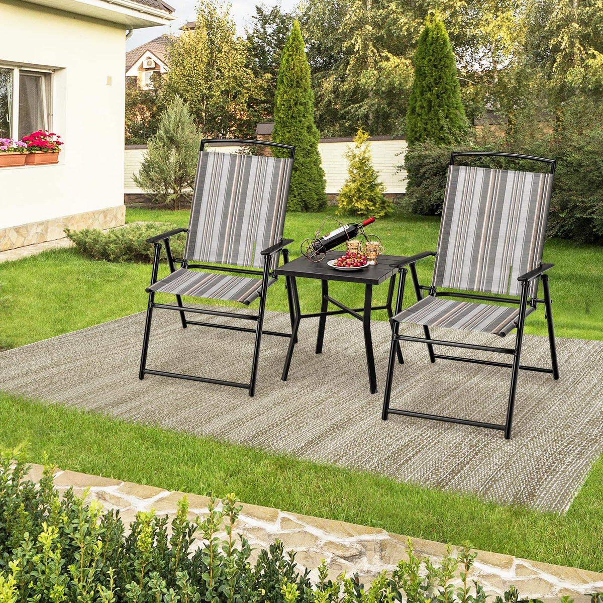 Patio Chairs Set of 2 Folding Armrests Metal Frame L705560