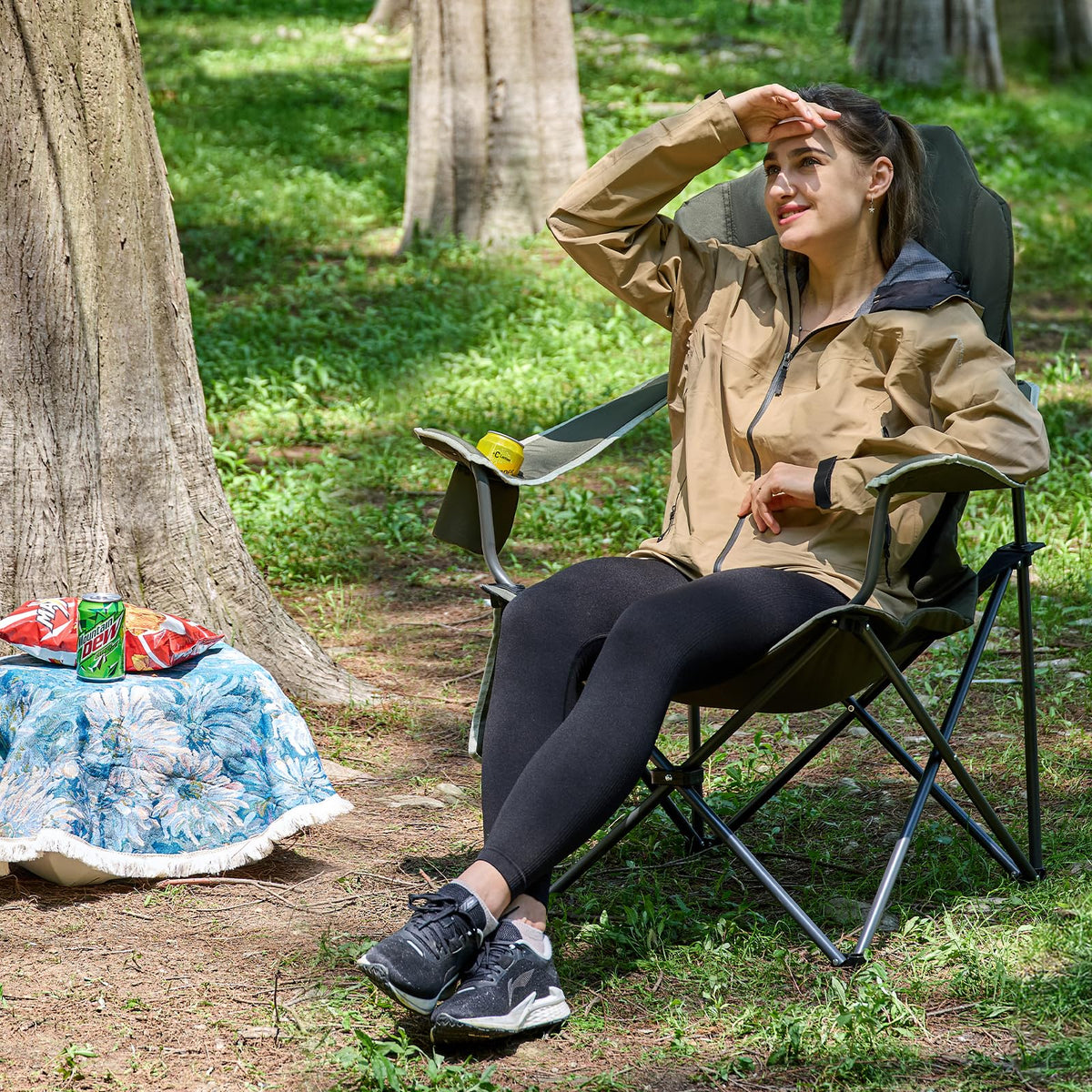 Folding Camping Chairs 2 Pack Green H347376