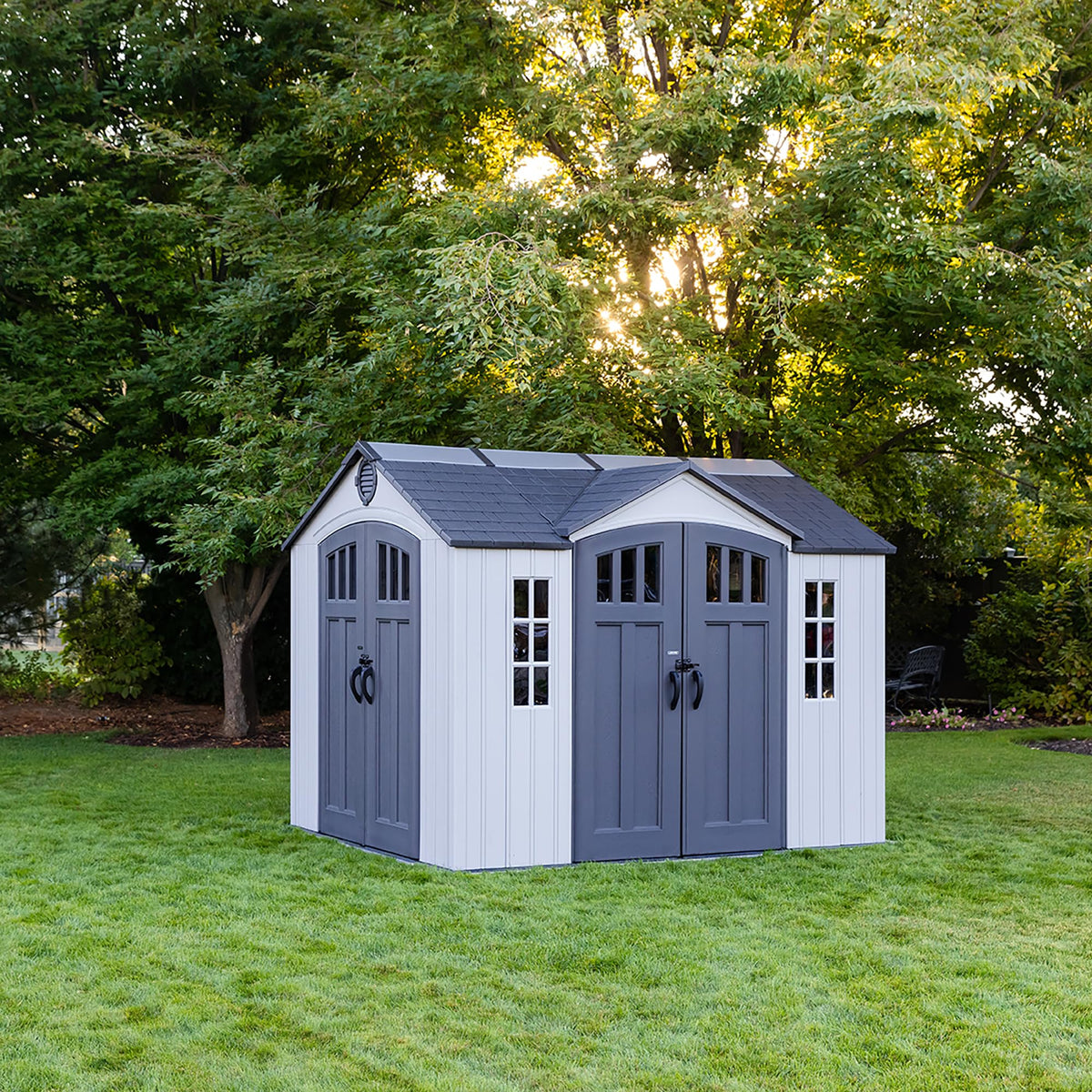 10x8 Ft Gray Resin Outdoor Storage Shed with Double Doors C8727