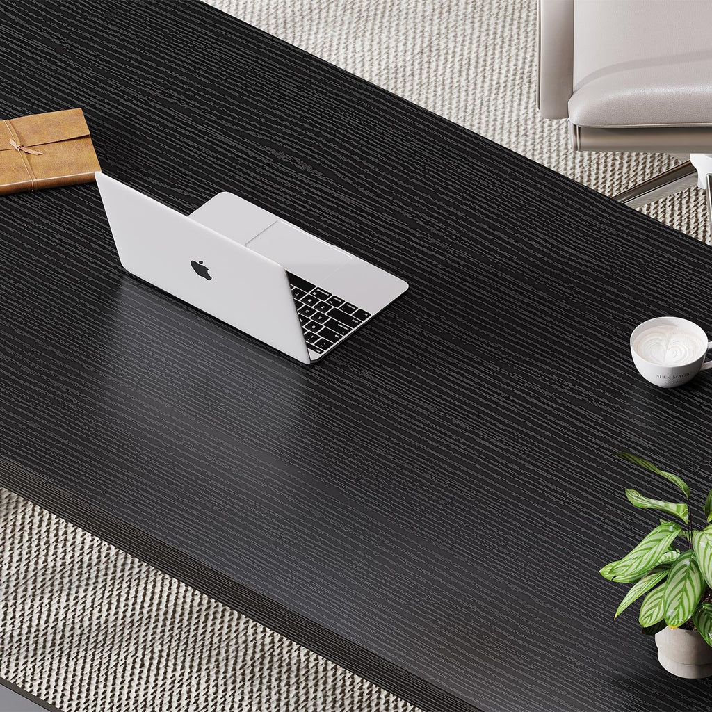 Black 47 Inch Metal and Wood Computer Desk H78100