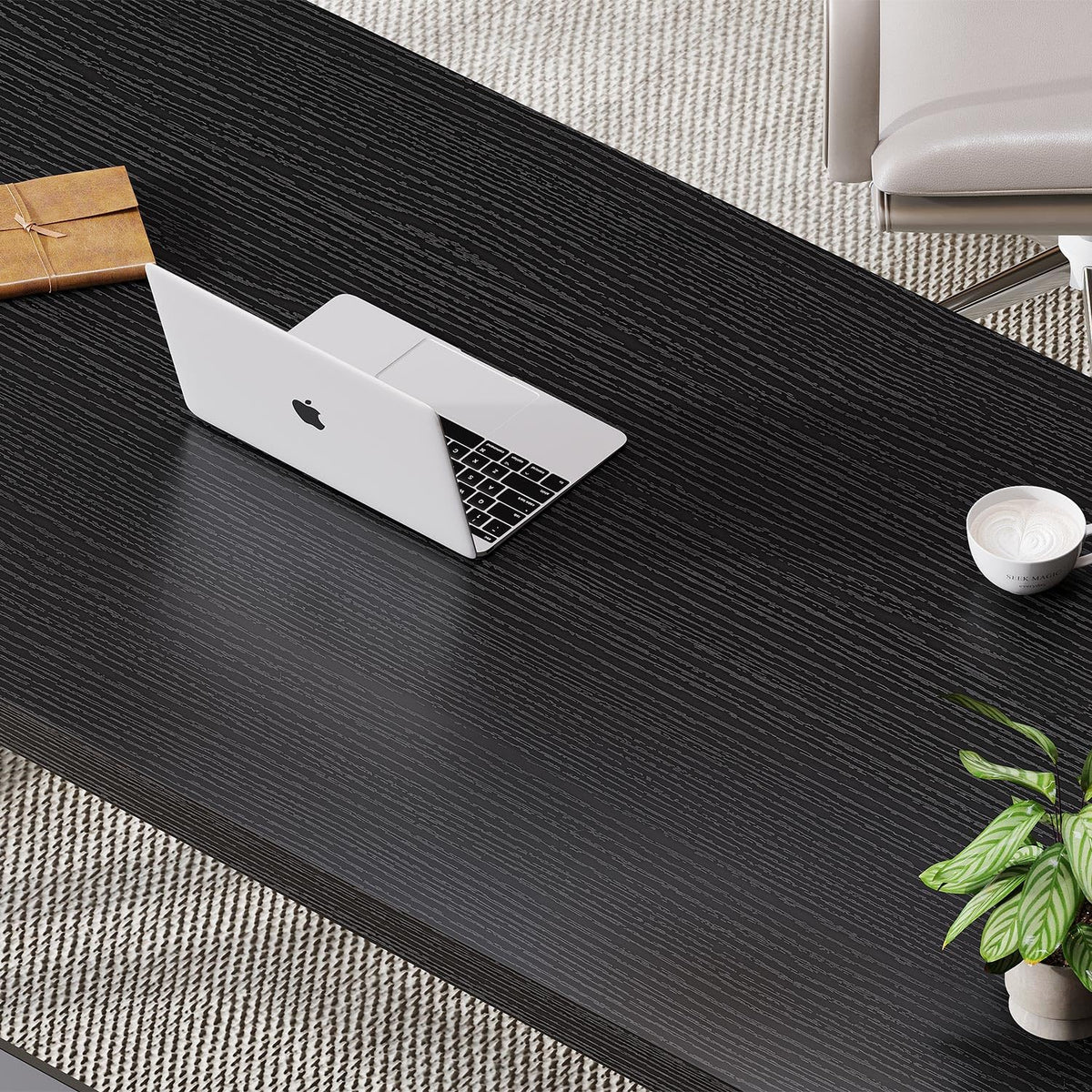 Black 47 Inch Metal and Wood Computer Desk H78100