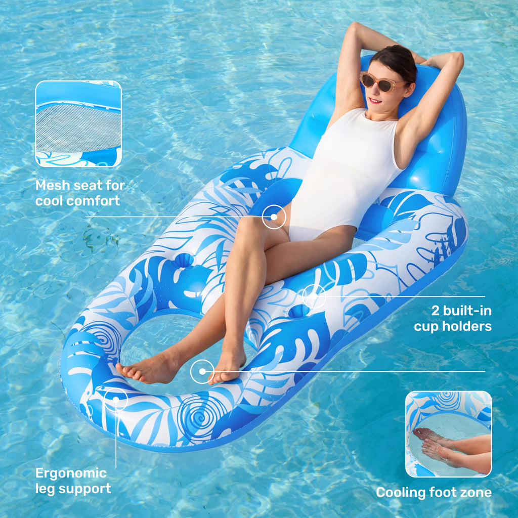 Inflatable Pool Float Lounger with Cup Holders Z794