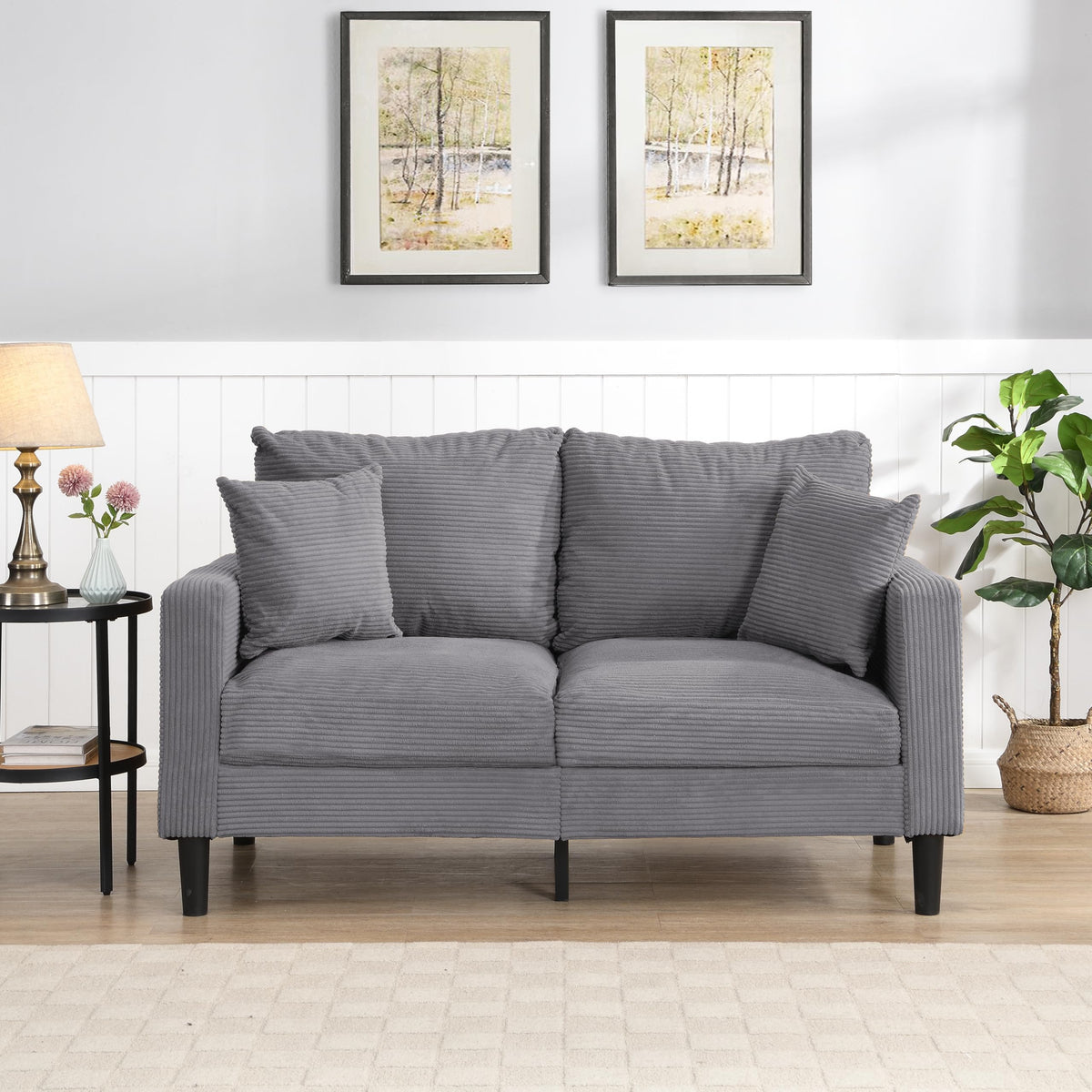 Light Gray Convertible Sleeper Loveseat Sofa N59051